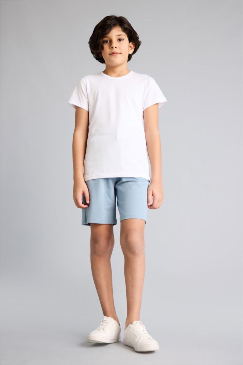 BOYS & TEENS Blue Boy Regular Fit Sweatshirt Fabric Shorts