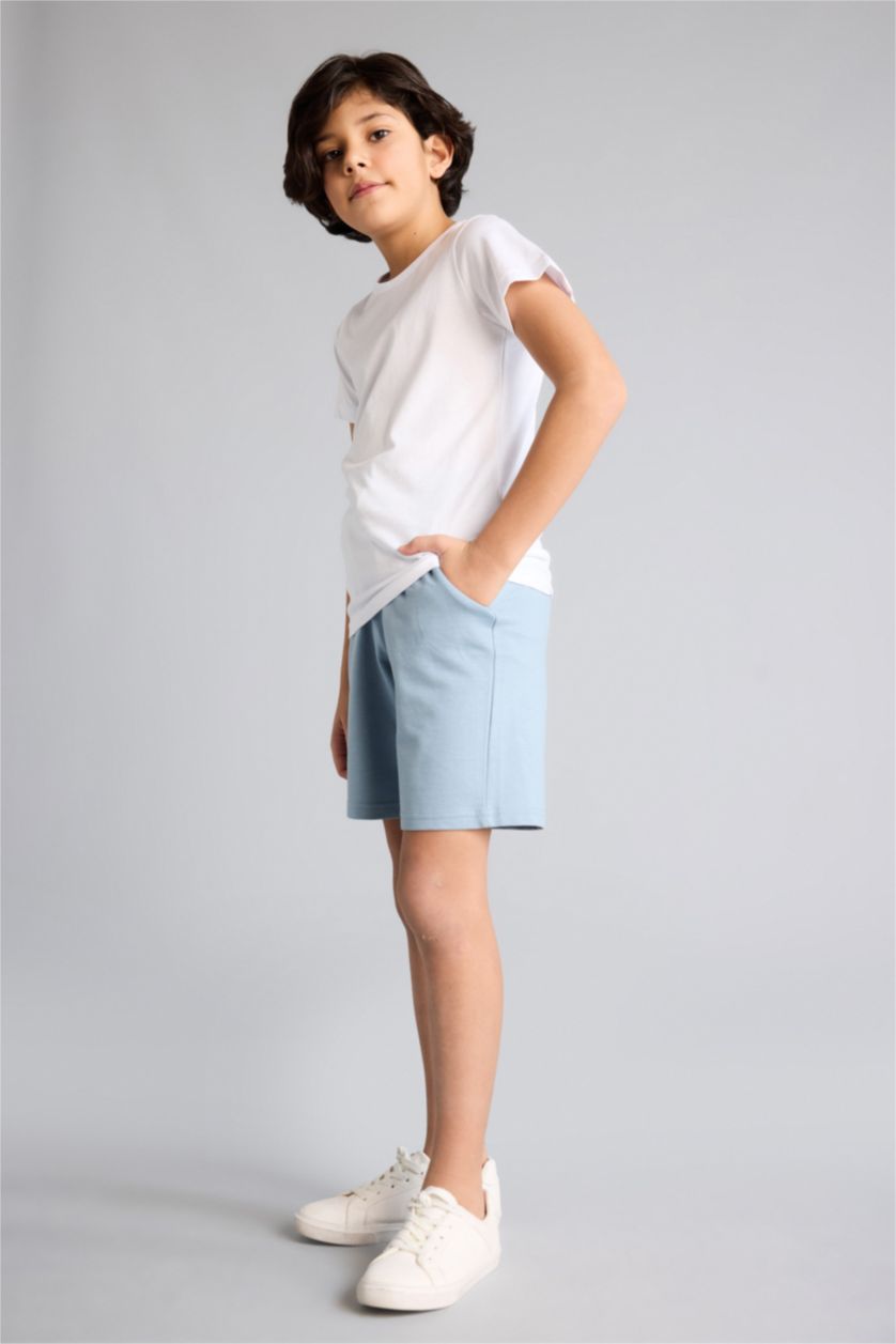 BOYS & TEENS Blue Boy Regular Fit Sweatshirt Fabric Shorts