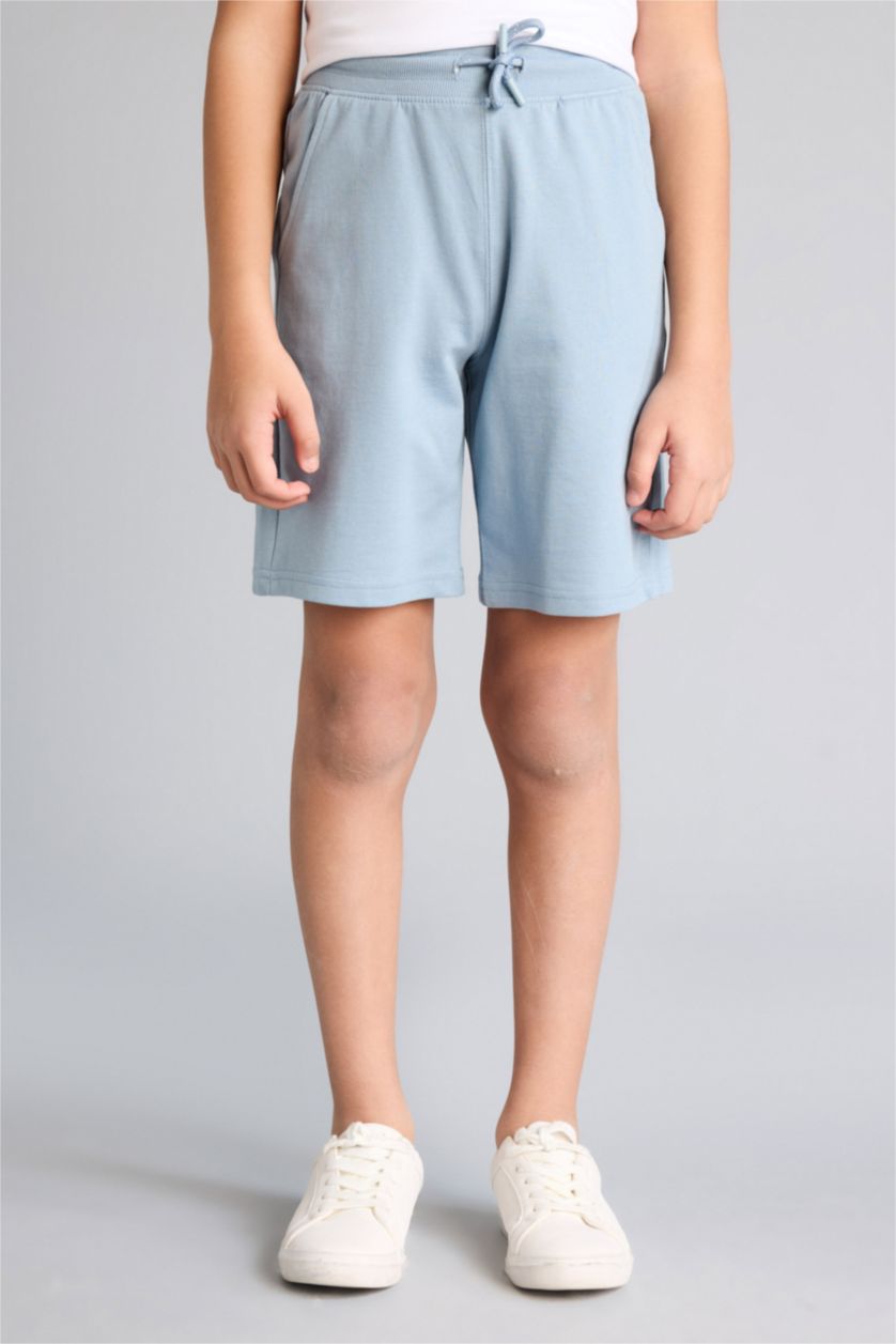 BOYS & TEENS Blue Boy Regular Fit Sweatshirt Fabric Shorts