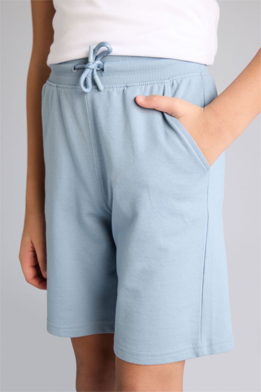 BOYS & TEENS Blue Boy Regular Fit Sweatshirt Fabric Shorts