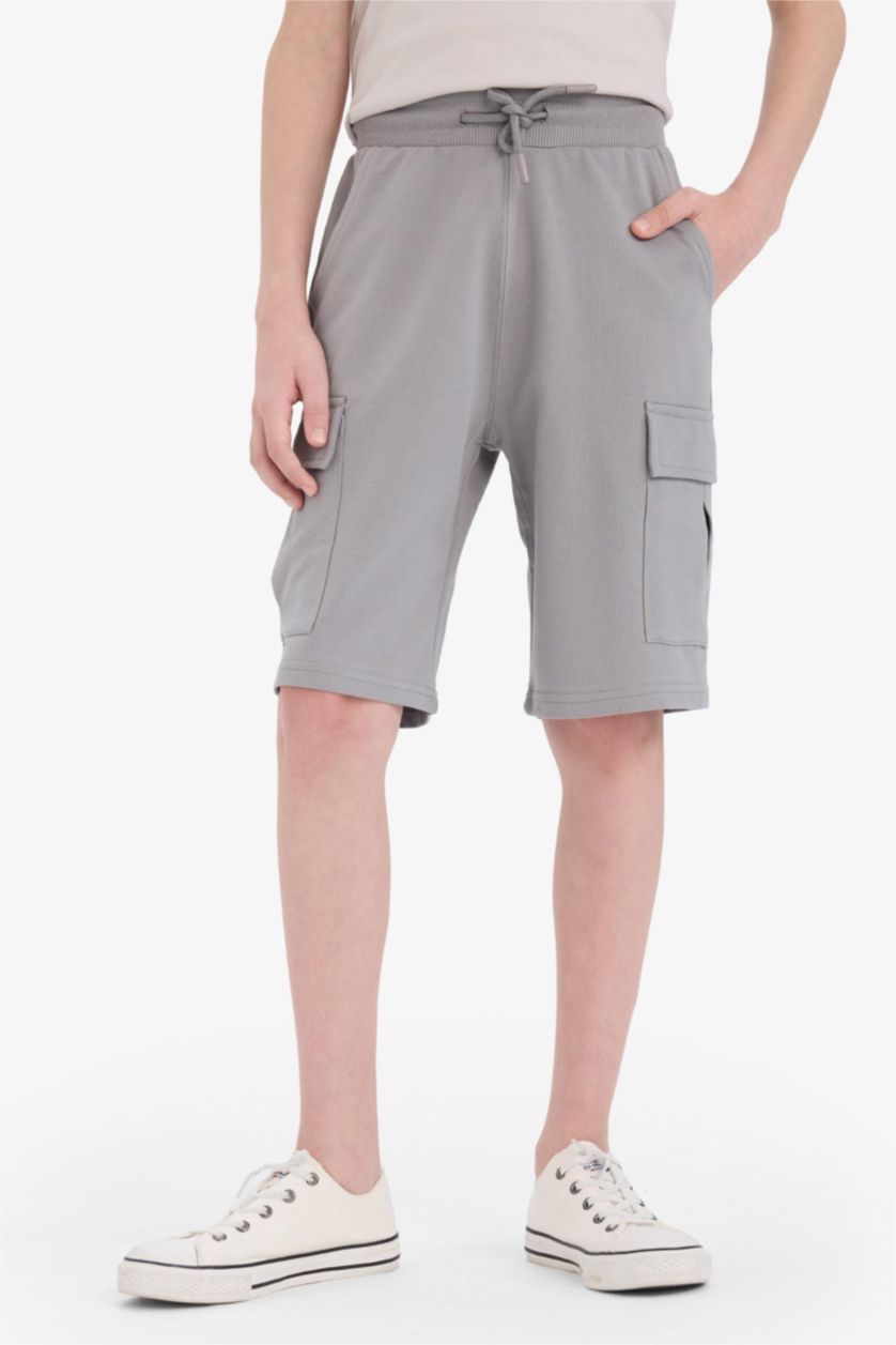 BOYS & TEENS Grey Boy Elastic Waist Cargo Shorts