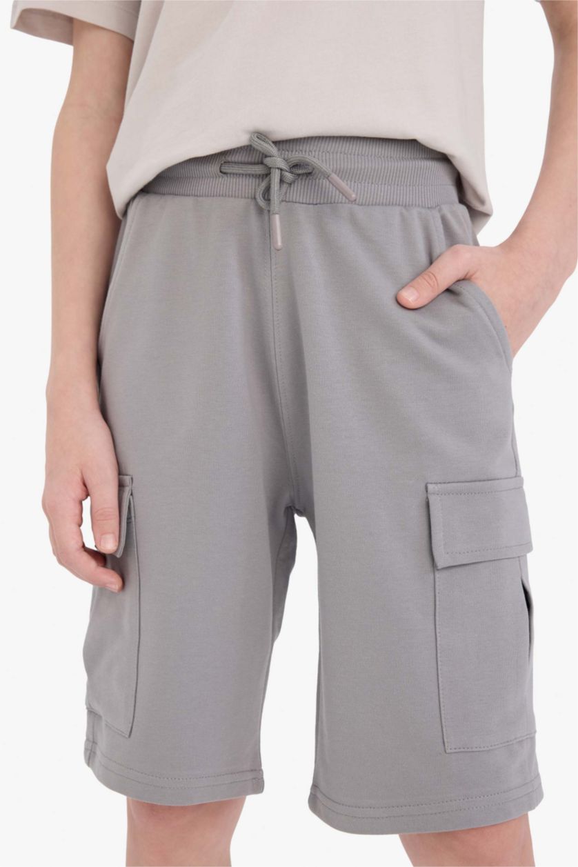 BOYS & TEENS Grey Boy Elastic Waist Cargo Shorts
