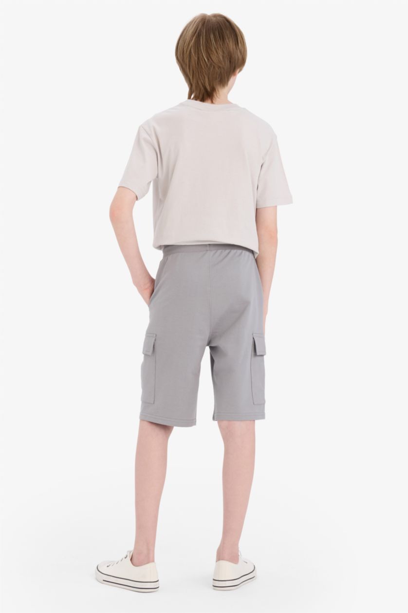 BOYS & TEENS Grey Boy Elastic Waist Cargo Shorts