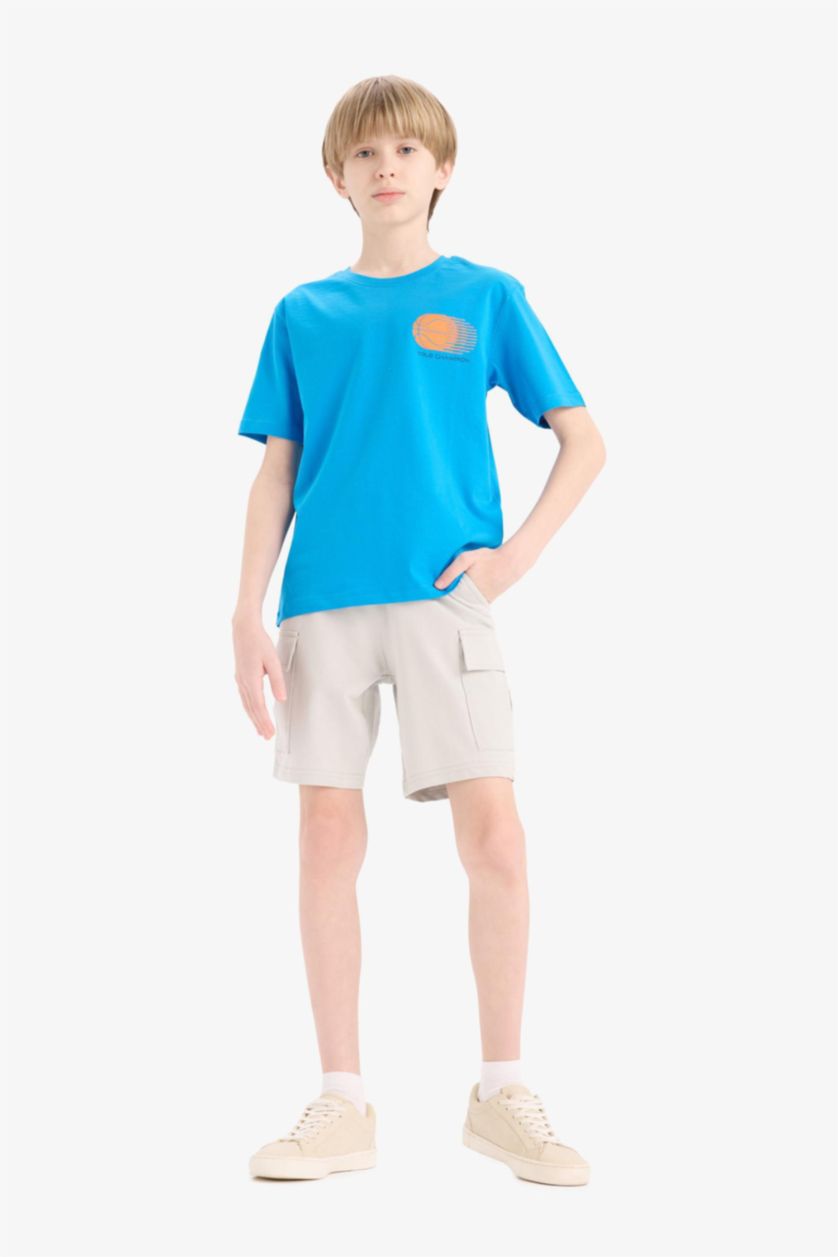 BOYS & TEENS Light Grey Boy Elastic Waist Cargo Shorts