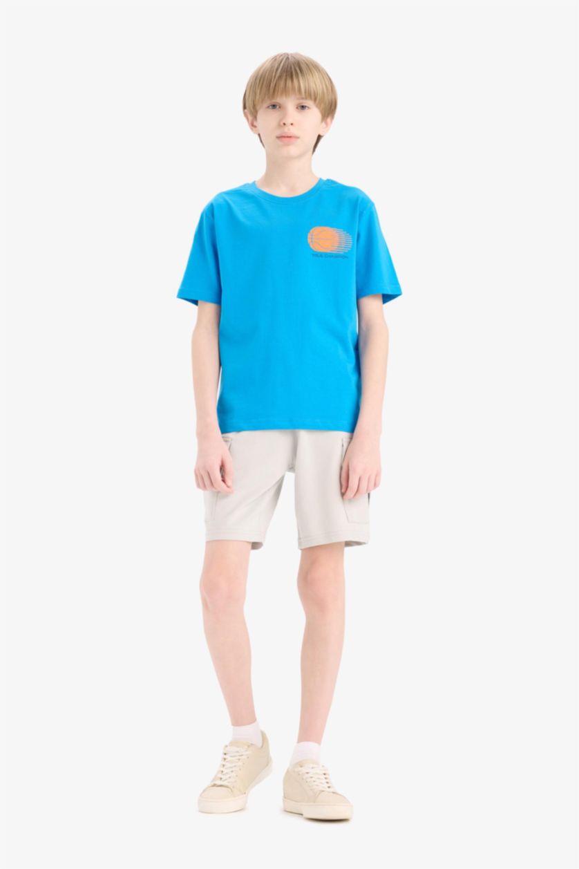 BOYS & TEENS Light Grey Boy Elastic Waist Cargo Shorts
