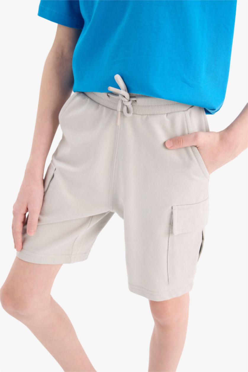BOYS & TEENS Light Grey Boy Elastic Waist Cargo Shorts