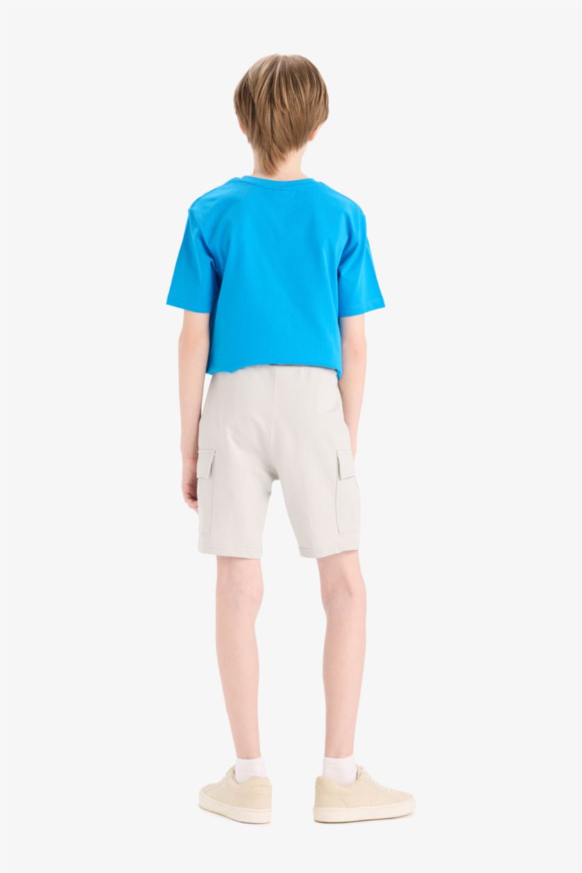 BOYS & TEENS Light Grey Boy Elastic Waist Cargo Shorts