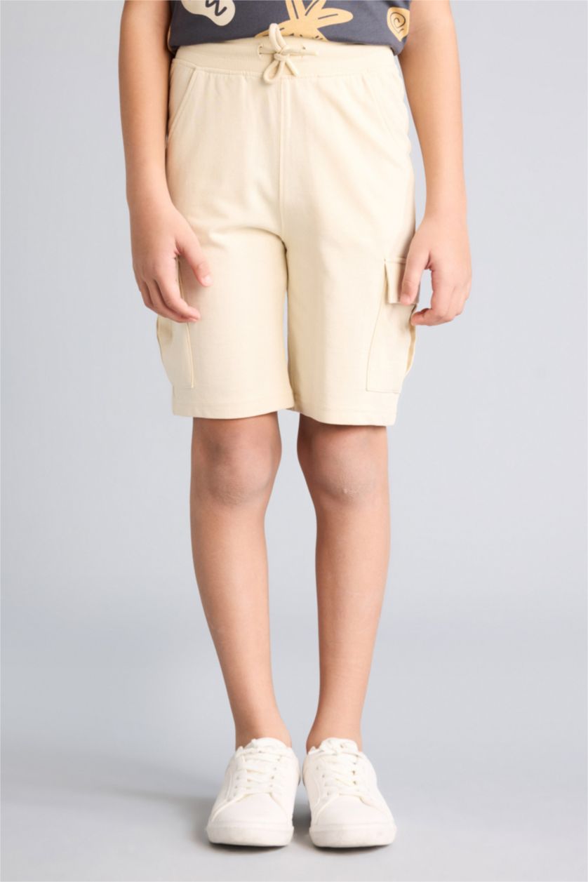 Erkek Çocuk - Genç Erkek Taş Beli Lastikli Kargo Cepli Şort Erkek Çocuk