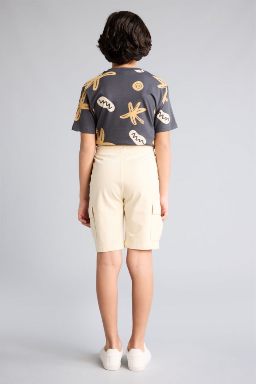 Erkek Çocuk - Genç Erkek Taş Beli Lastikli Kargo Cepli Şort Erkek Çocuk