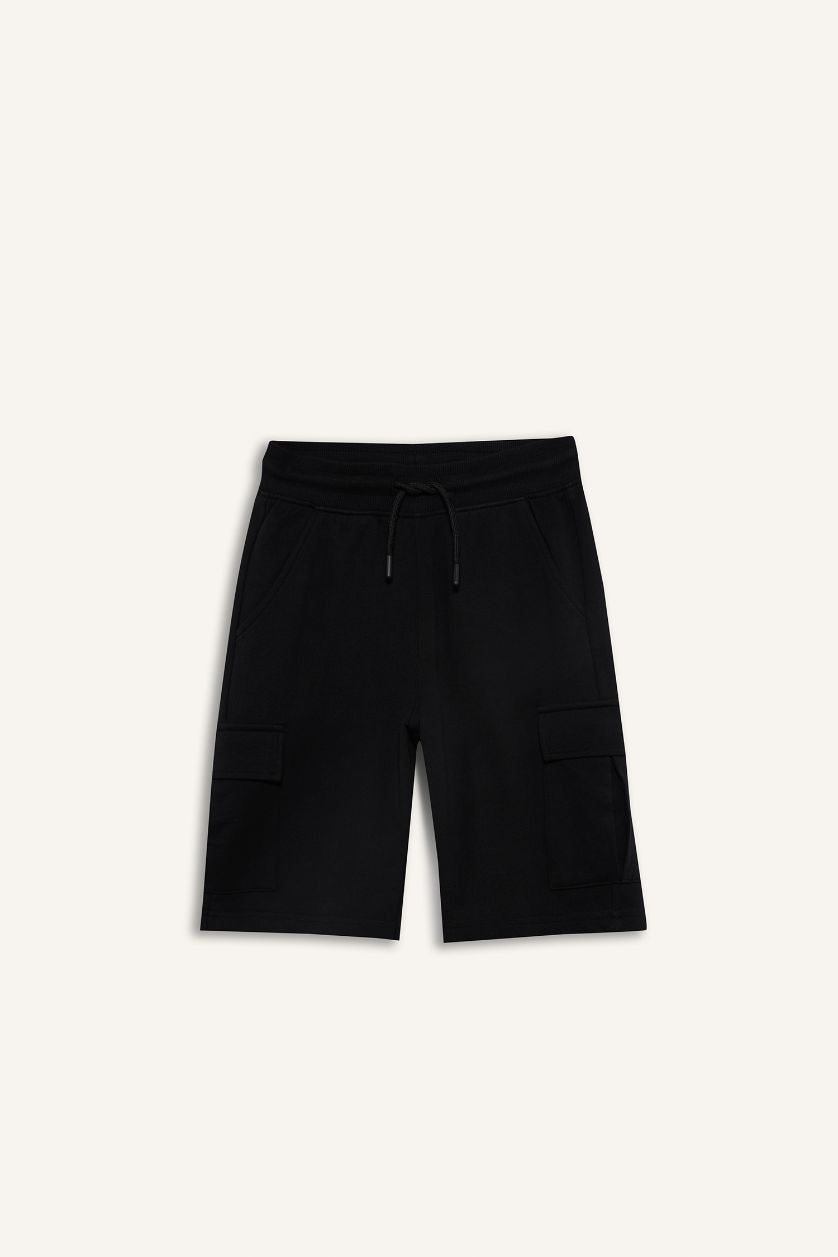 Boys & Teens Black Regular Fit Shorts