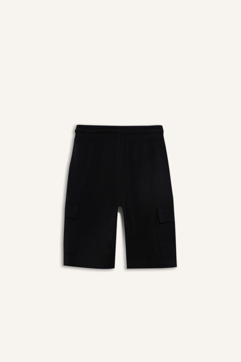 Boys & Teens Black Regular Fit Shorts