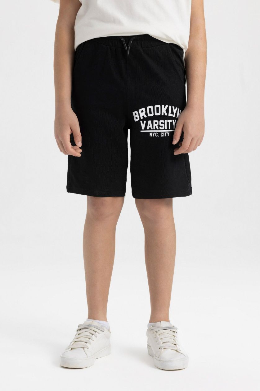 Erkek Çocuk - Genç Erkek Siyah Erkek Çocuk Baskılı Şort