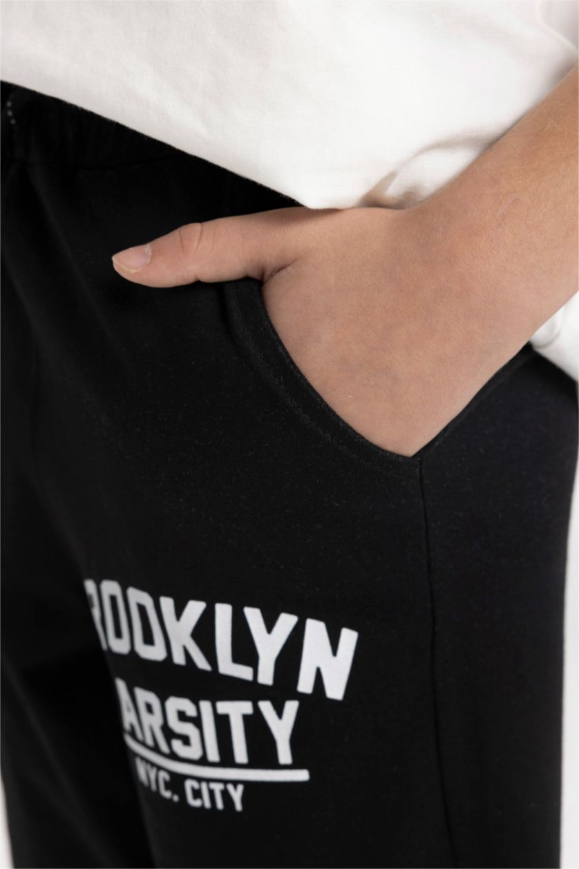 Erkek Çocuk - Genç Erkek Siyah Erkek Çocuk Baskılı Şort