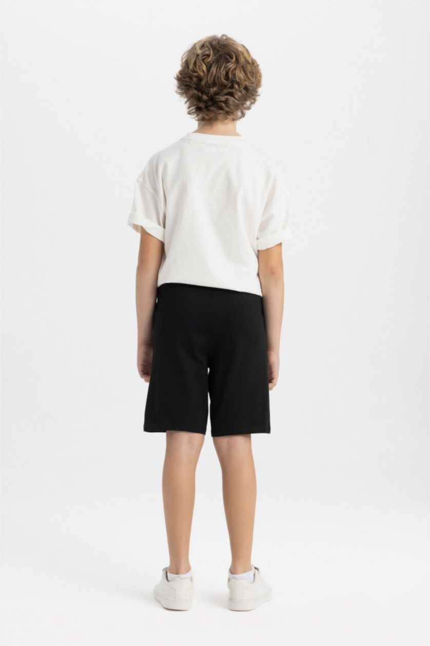 Erkek Çocuk - Genç Erkek Siyah Erkek Çocuk Baskılı Şort