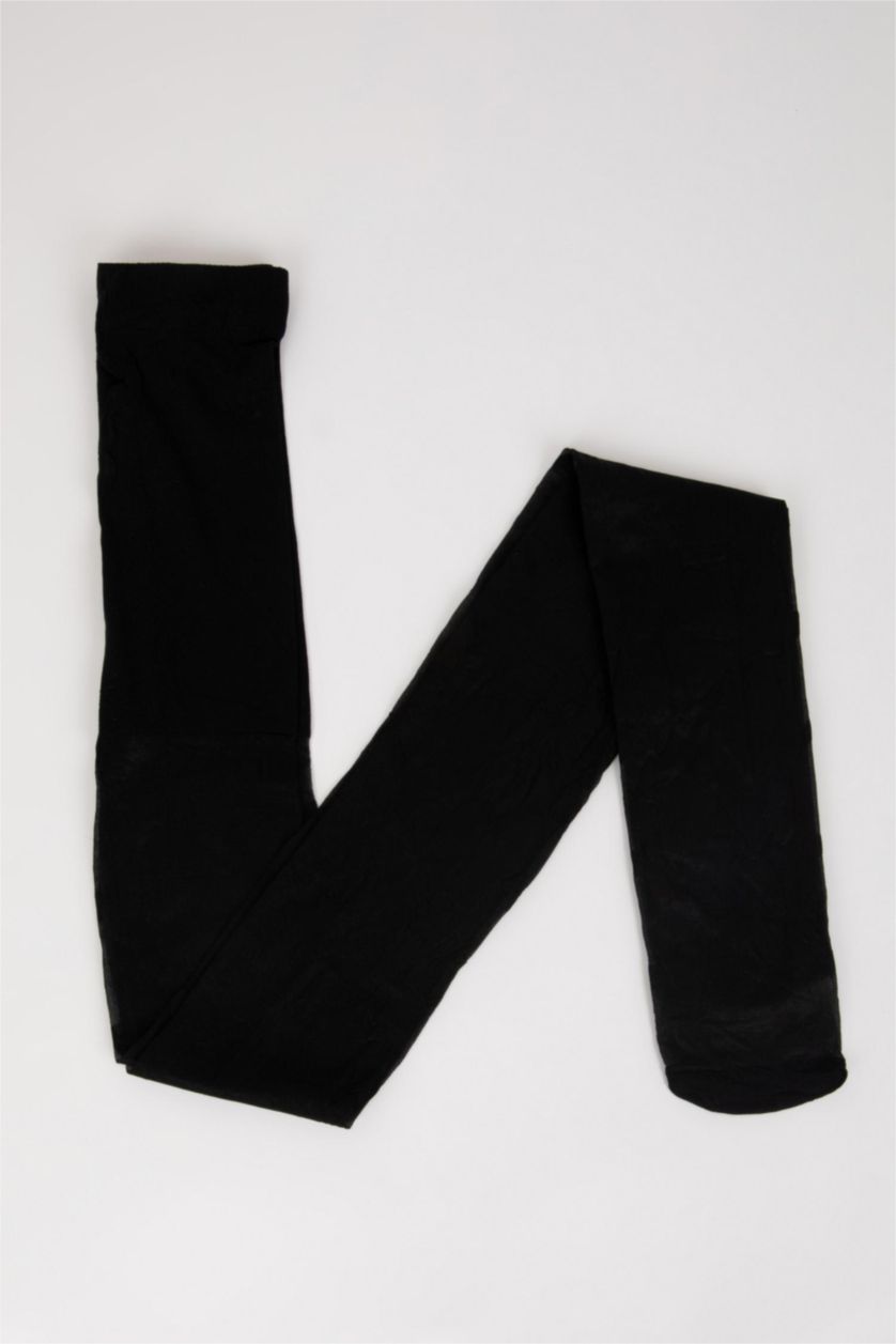 WOMAN Black 15 Den Women Heart Patterned Pantyhose