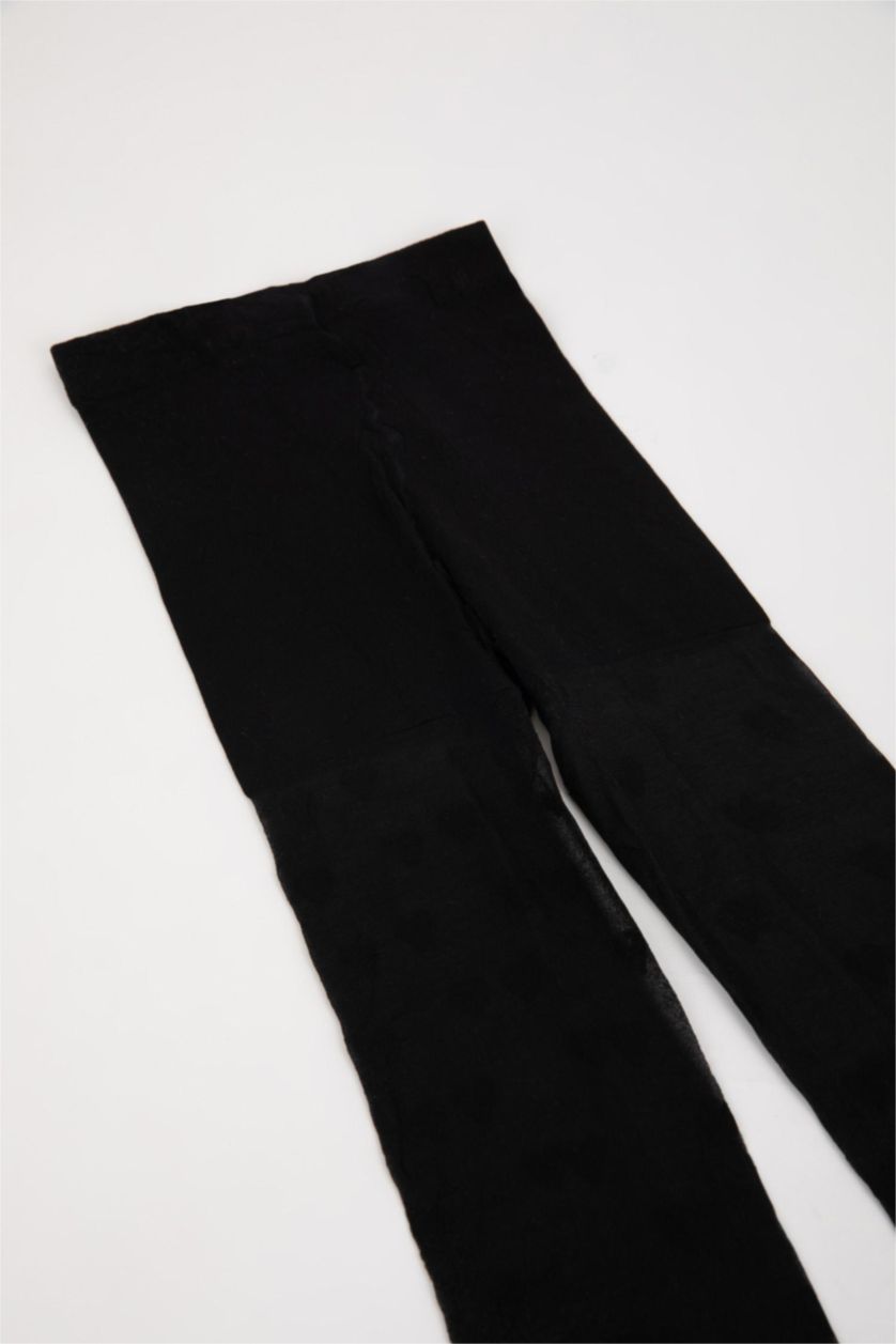 WOMAN Black 15 Den Women Heart Patterned Pantyhose