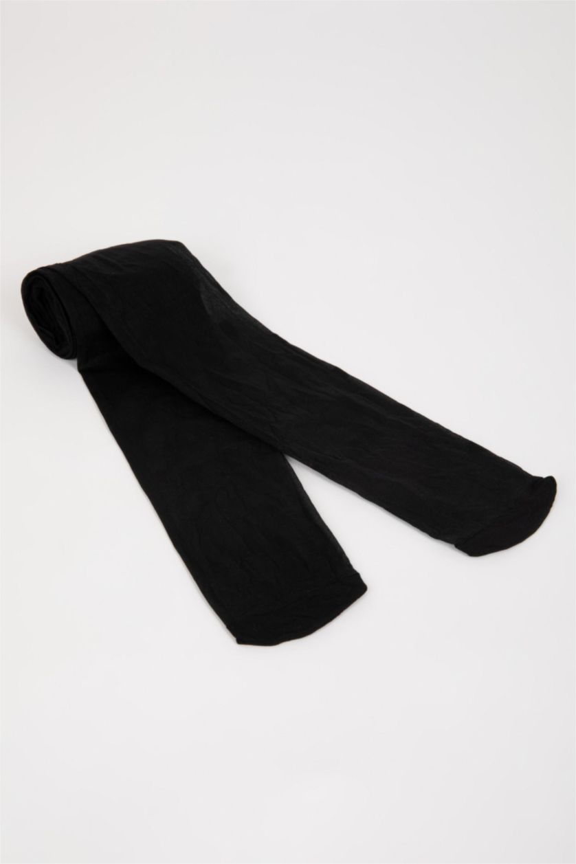 WOMAN Black 15 Den Women Heart Patterned Pantyhose