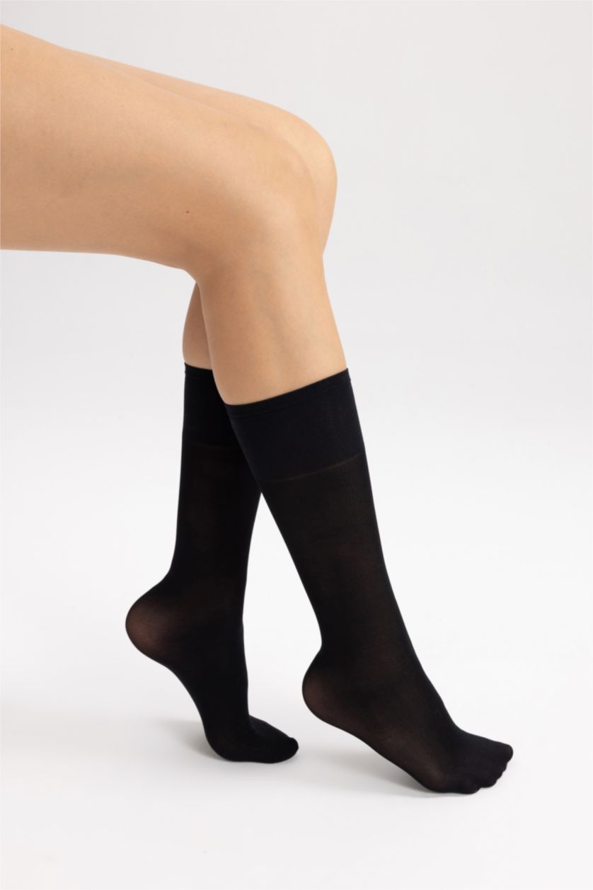 Kadın Siyah Diz Altı Çorap