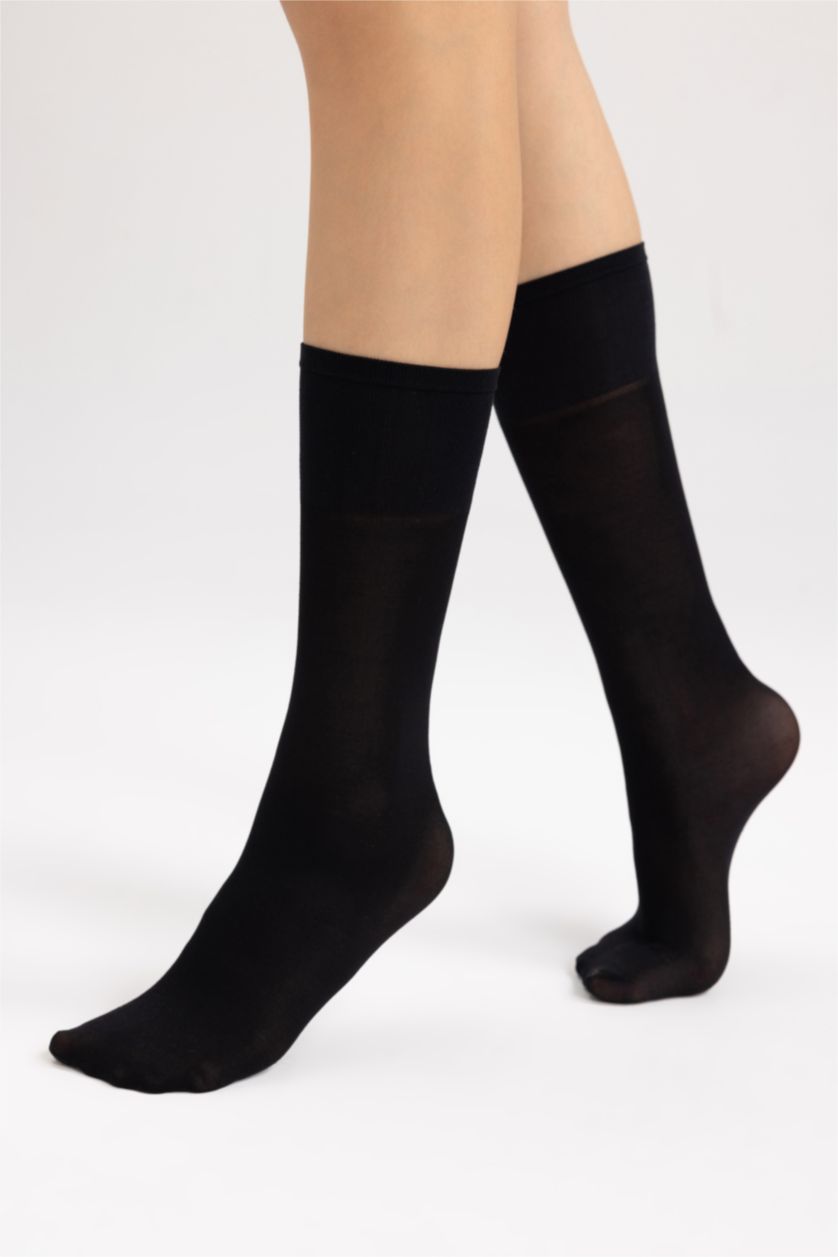 Kadın Siyah Diz Altı Çorap