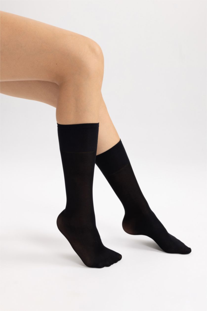 Kadın Siyah Diz Altı Çorap
