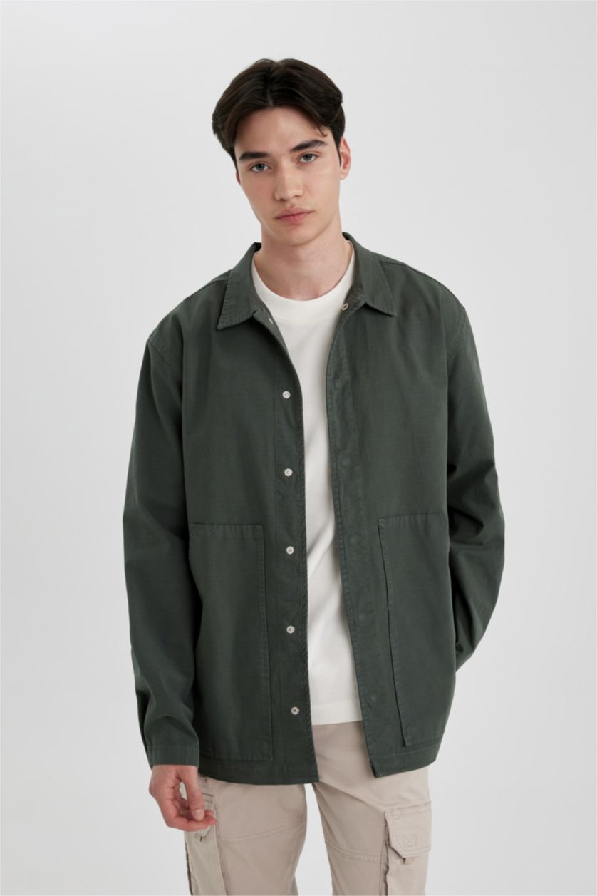 MAN Green Relax Fit Cotton Long Sleeve Shirt