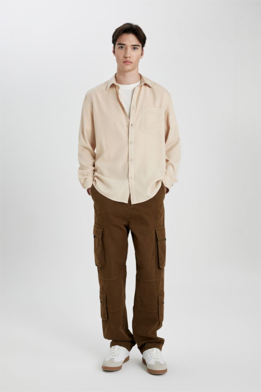 Мужчины Коричневый Штаны карго широкого кроя со средней талией