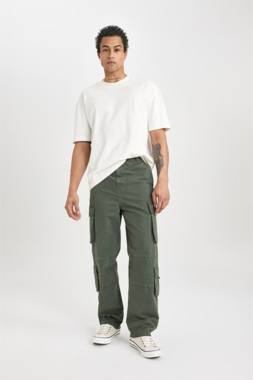Мужчины Зеленый Штаны карго широкого кроя со средней талией