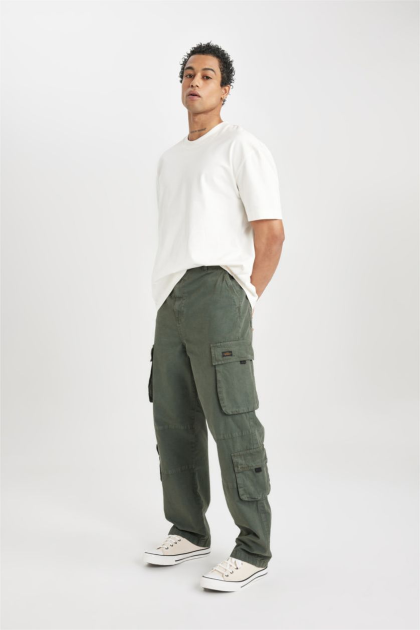 Мужчины Зеленый Штаны карго широкого кроя со средней талией