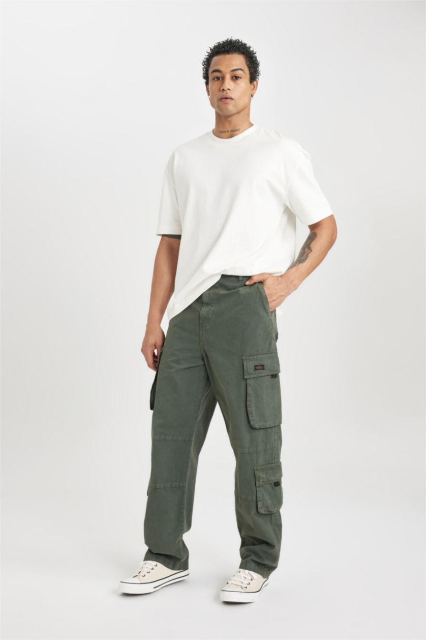 Мужчины Зеленый Штаны карго широкого кроя со средней талией