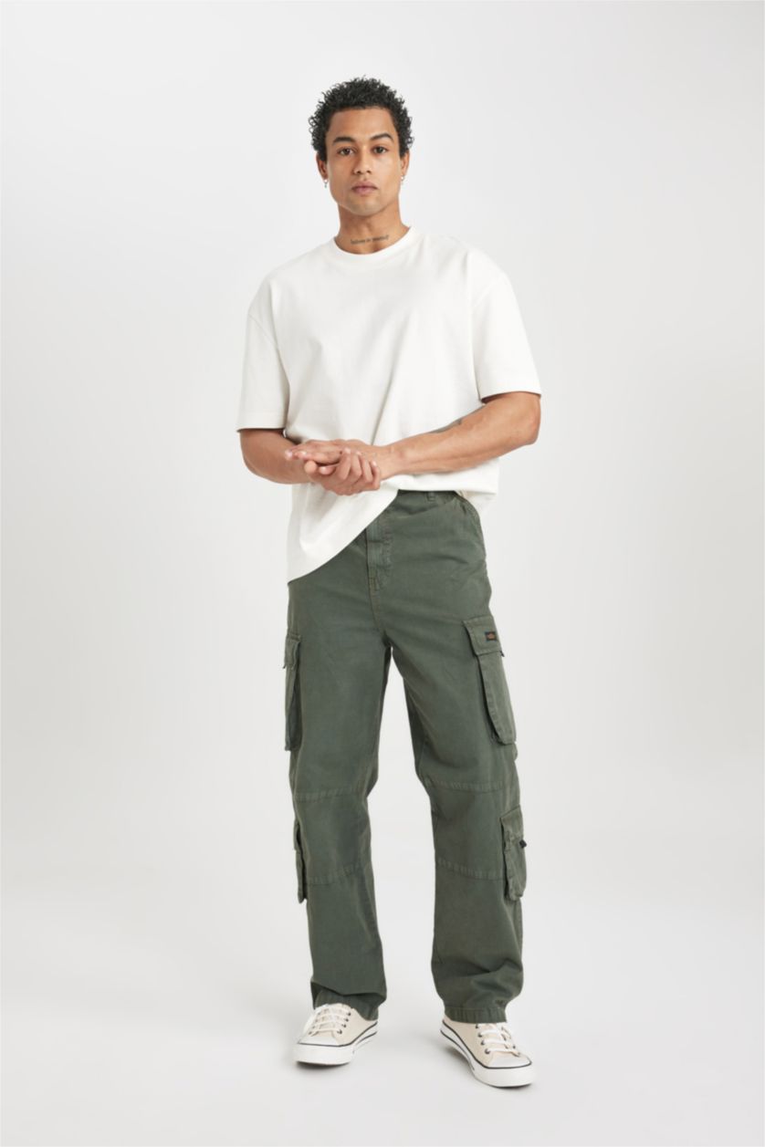 Мужчины Зеленый Штаны карго широкого кроя со средней талией