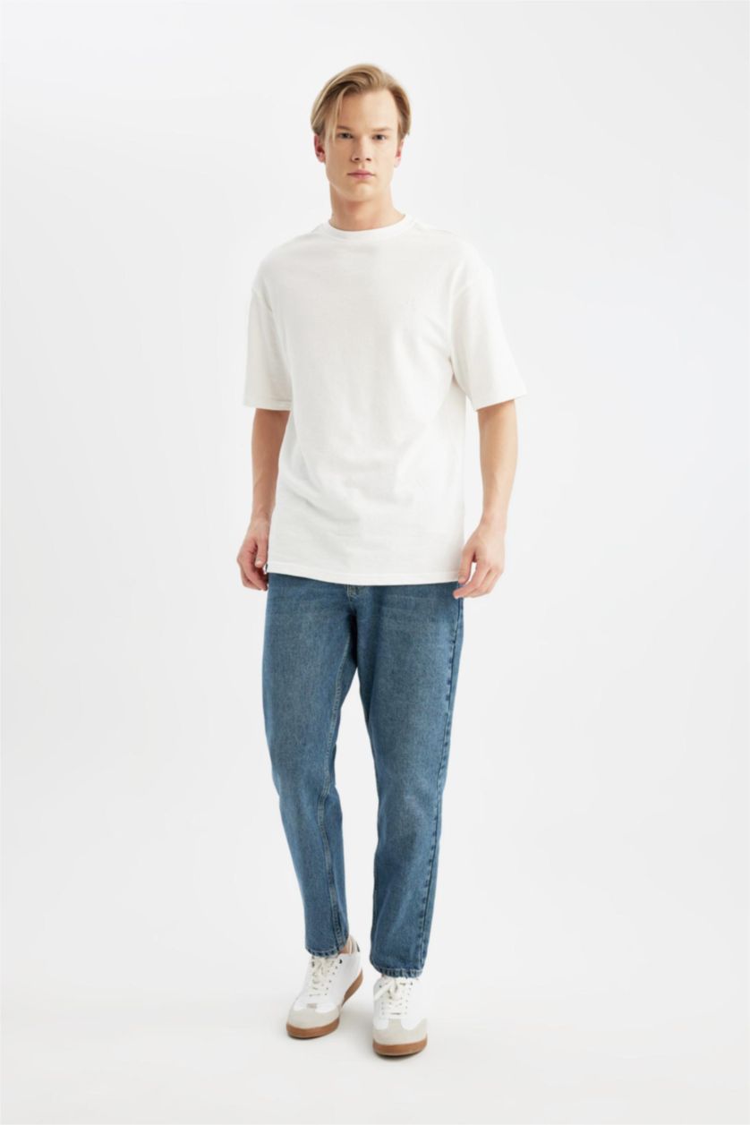 MAN Ecru Comfort Regular Fit Relaxed Fit Crew Neck Printed T-Shirt