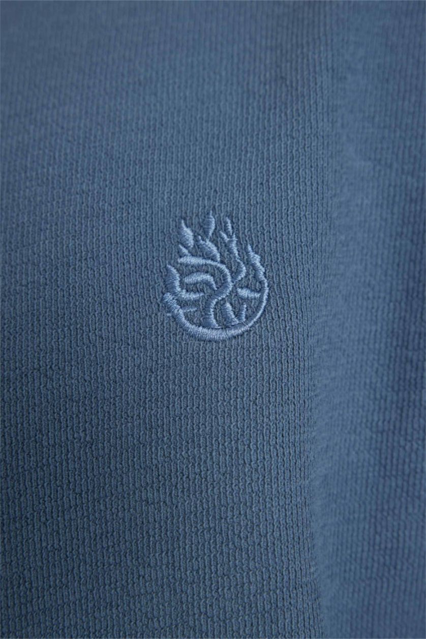 Man Light Indigo Comfort Regular Fit Relaxed Fit Crew Neck Printed T-Shirt