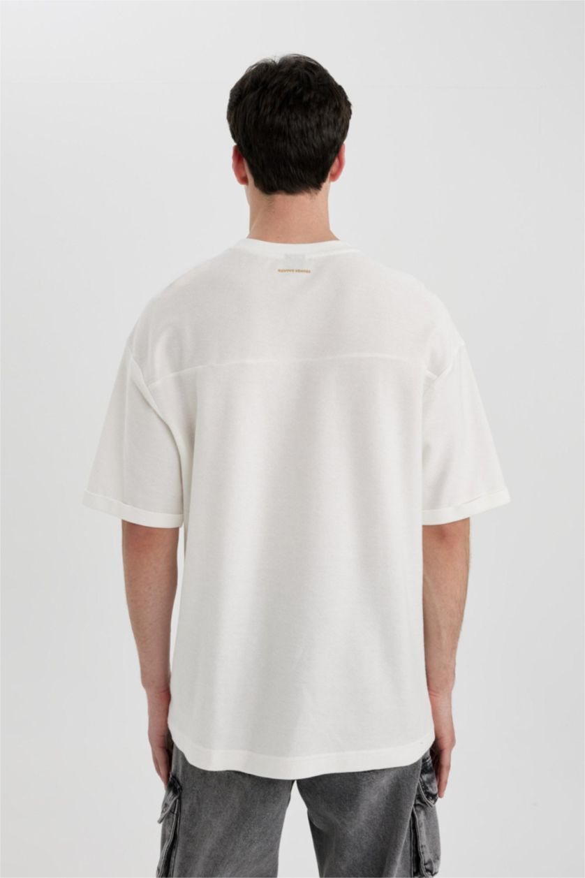 رجال بيج فاتح تي شيرت مطبوع قصة مريحة بياخة مستديرة