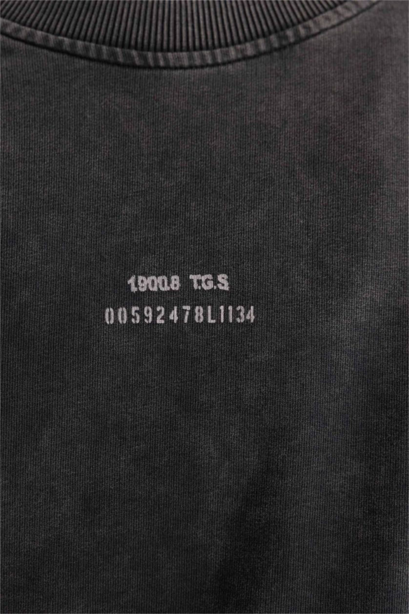 Мужчины Антрацит Свитшот стандартного кроя с принтом