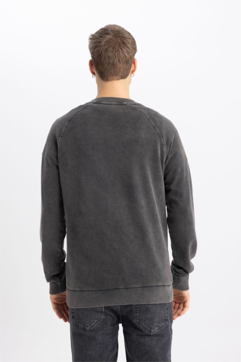 Мужчины Антрацит Свитшот стандартного кроя с принтом