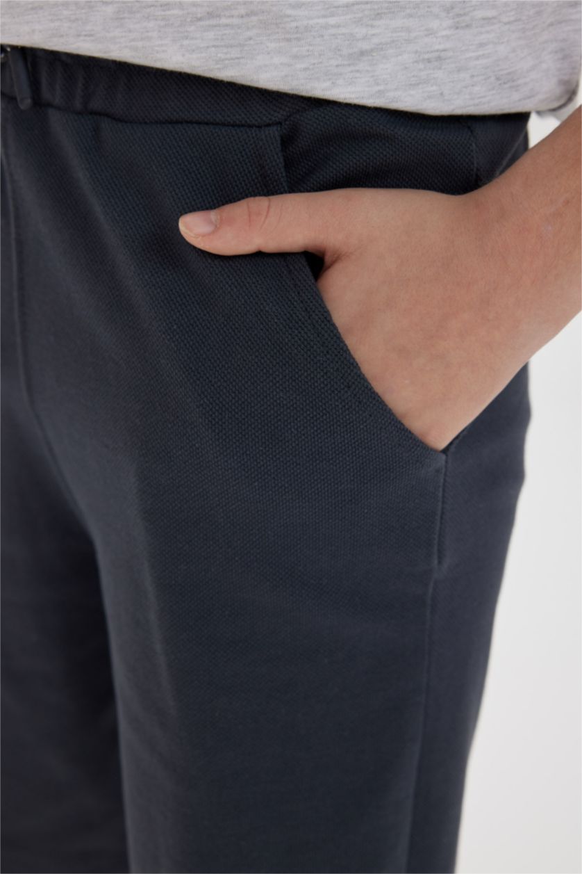 Erkek Çocuk - Genç Erkek Antrasit Pike Basic Düz Bermuda Şort Erkek Çocuk