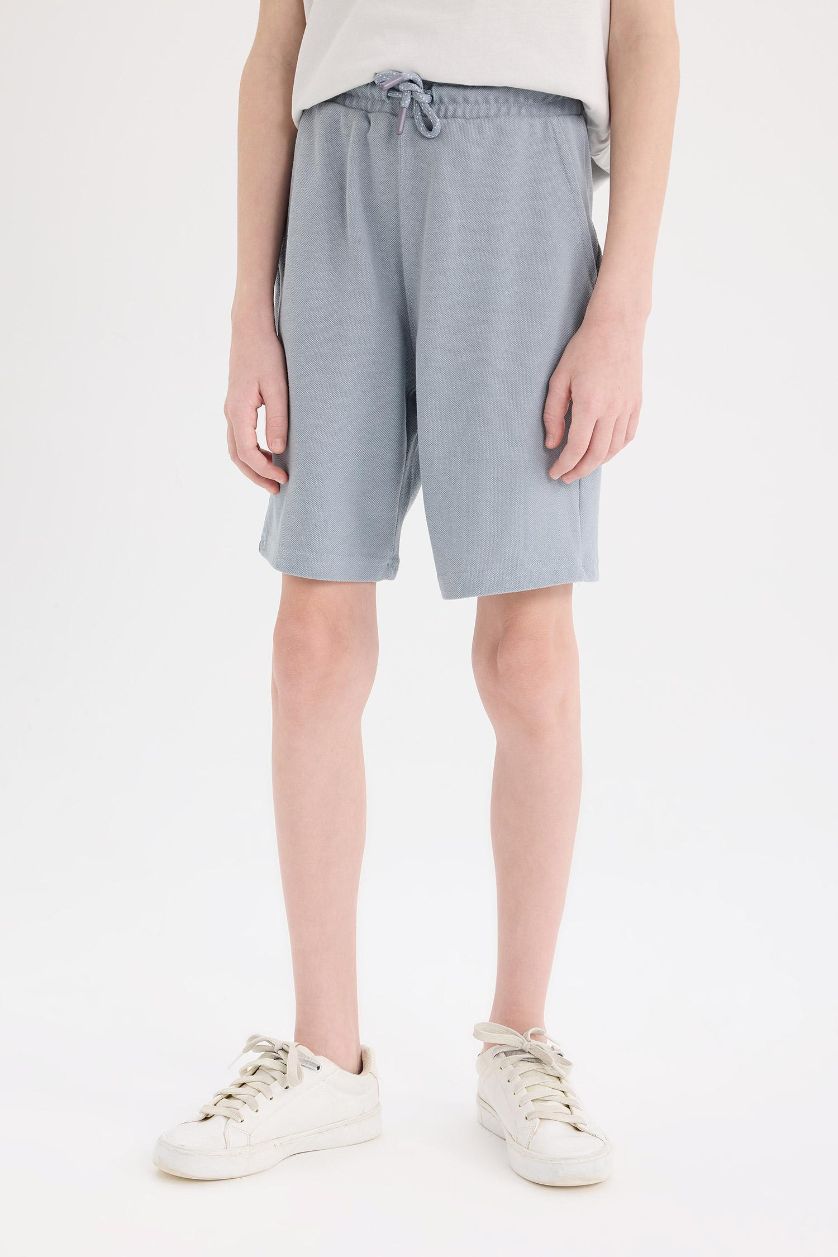 Boys & Teens Grey Boy Elastic Waist Pique Shorts