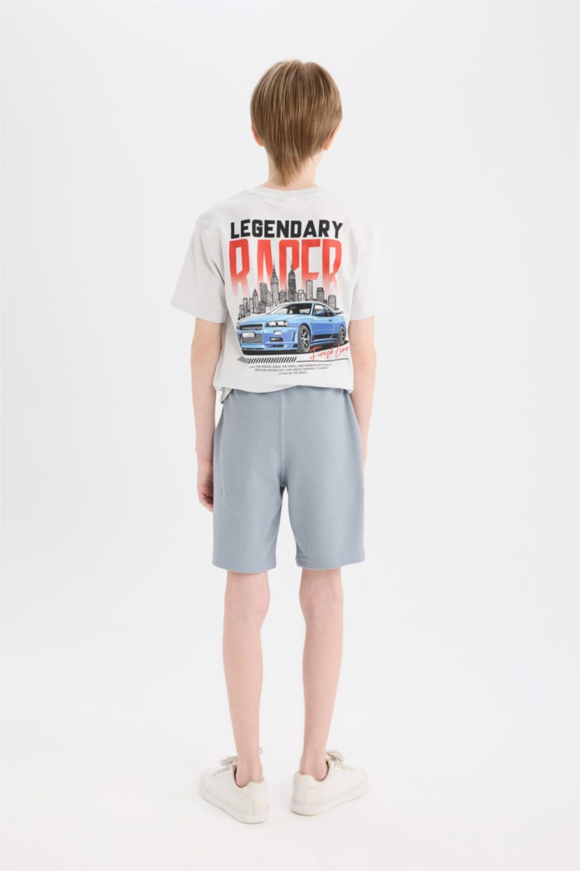 Boys & Teens Grey Boy Elastic Waist Pique Shorts