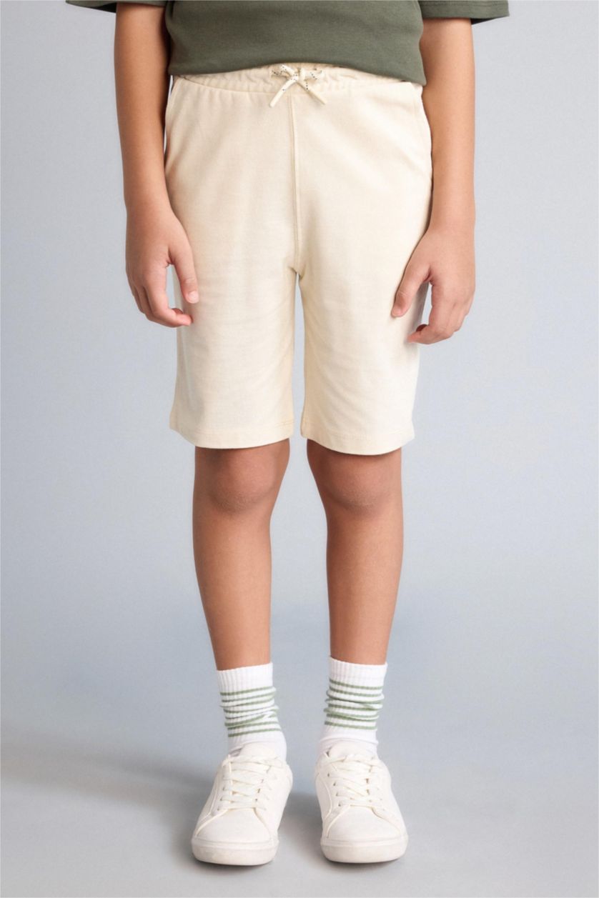 Erkek Çocuk - Genç Erkek Taş Regular Fıt Pike Şort Erkek Çocuk