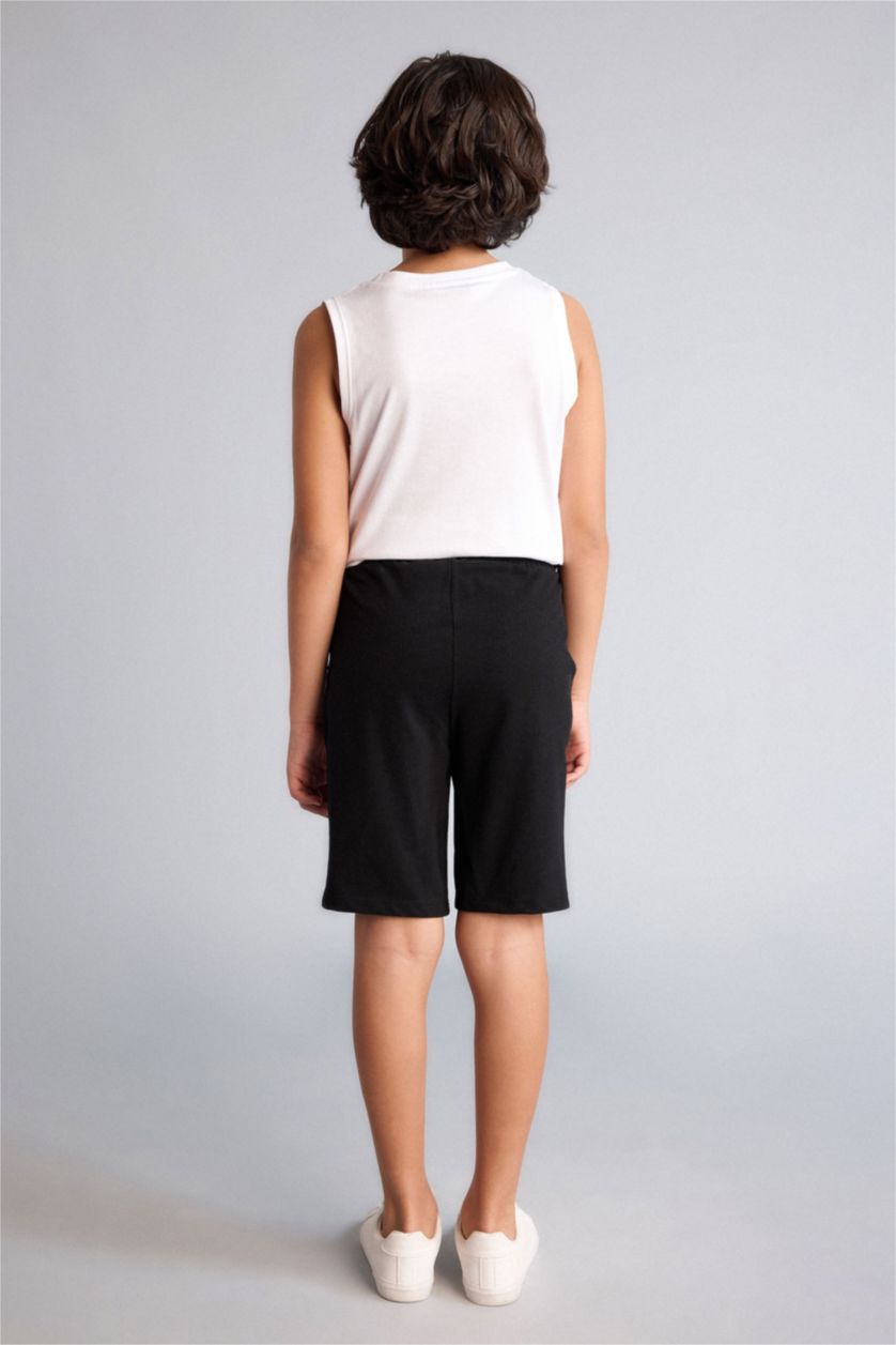 Erkek Çocuk - Genç Erkek Siyah Pike Şort Erkek Çocuk