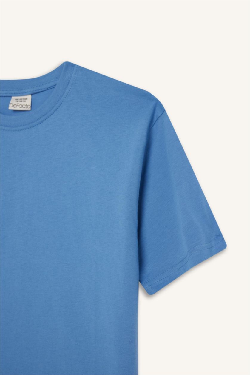 BOYS & TEENS Blue Boy Oversize Crew Neck Basic T-Shirt
