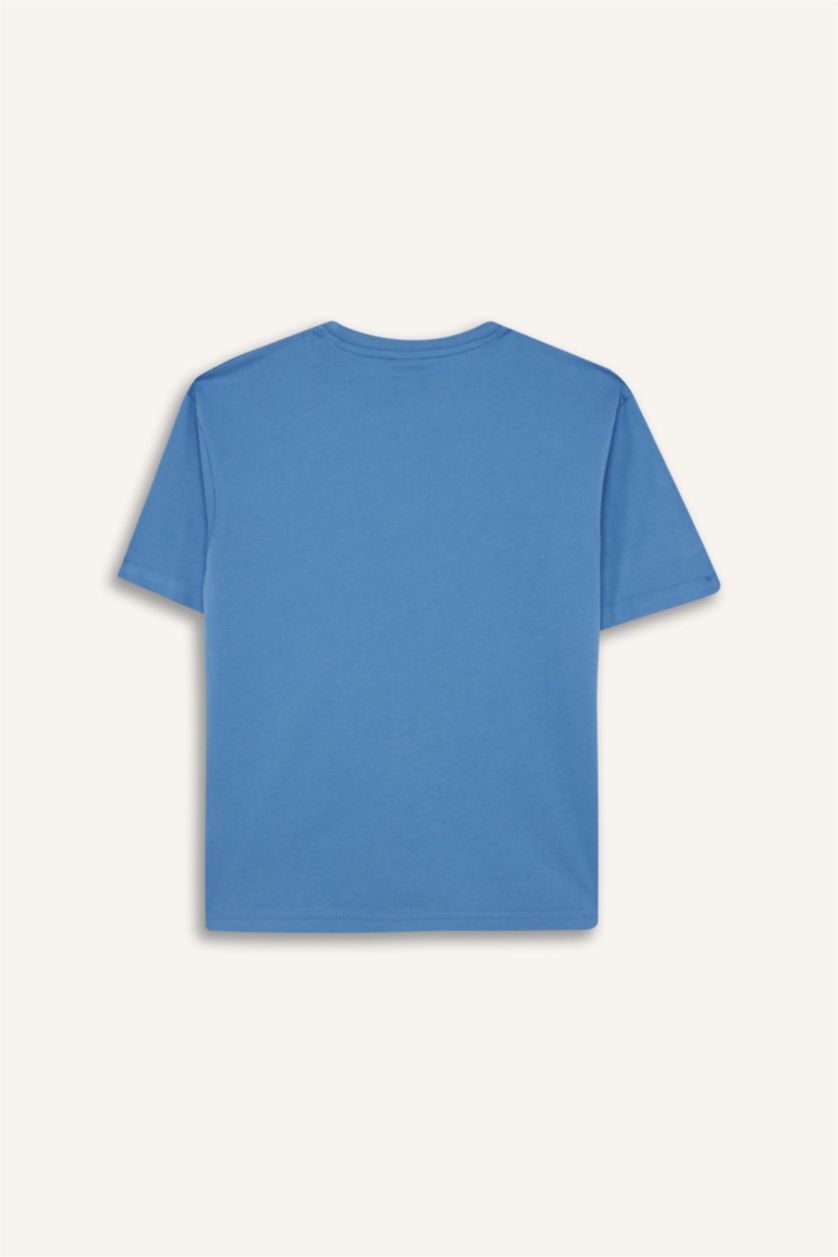 BOYS & TEENS Blue Boy Oversize Crew Neck Basic T-Shirt