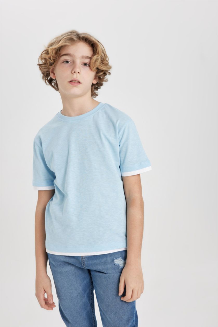 BOYS & TEENS Light Blue Boy Crew Neck Short Sleeve T-Shirt