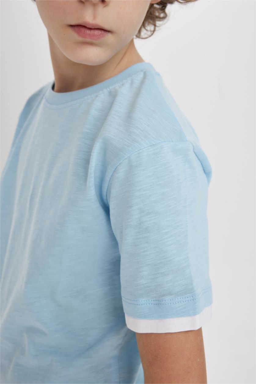 BOYS & TEENS Light Blue Boy Crew Neck Short Sleeve T-Shirt