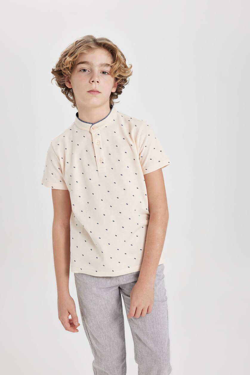 BOYS & TEENS Light Pink Boy Crew Neck Pique Polo T-Shirt