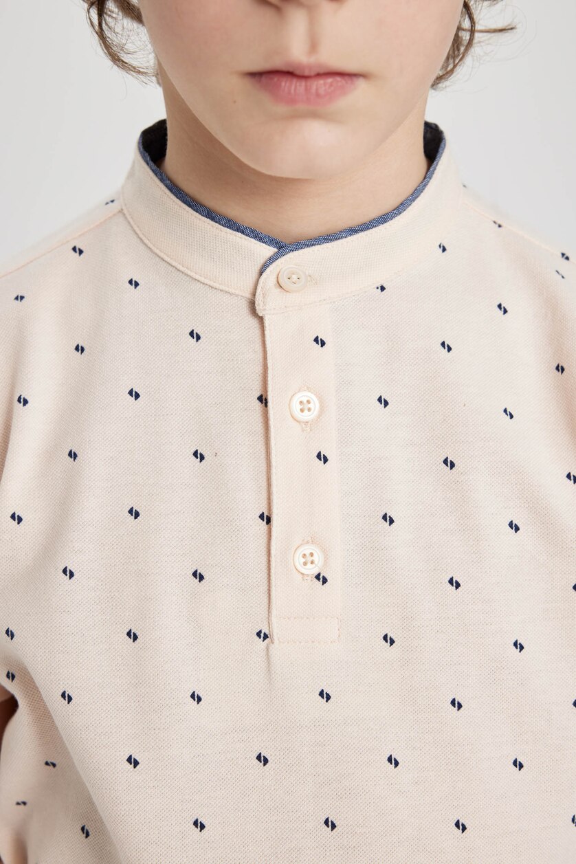BOYS & TEENS Light Pink Boy Crew Neck Pique Polo T-Shirt