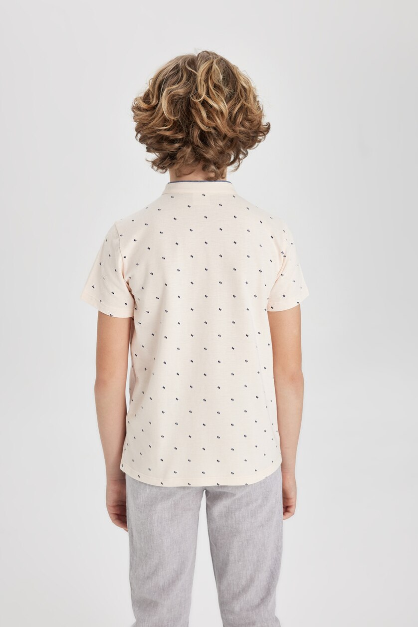 BOYS & TEENS Light Pink Boy Crew Neck Pique Polo T-Shirt