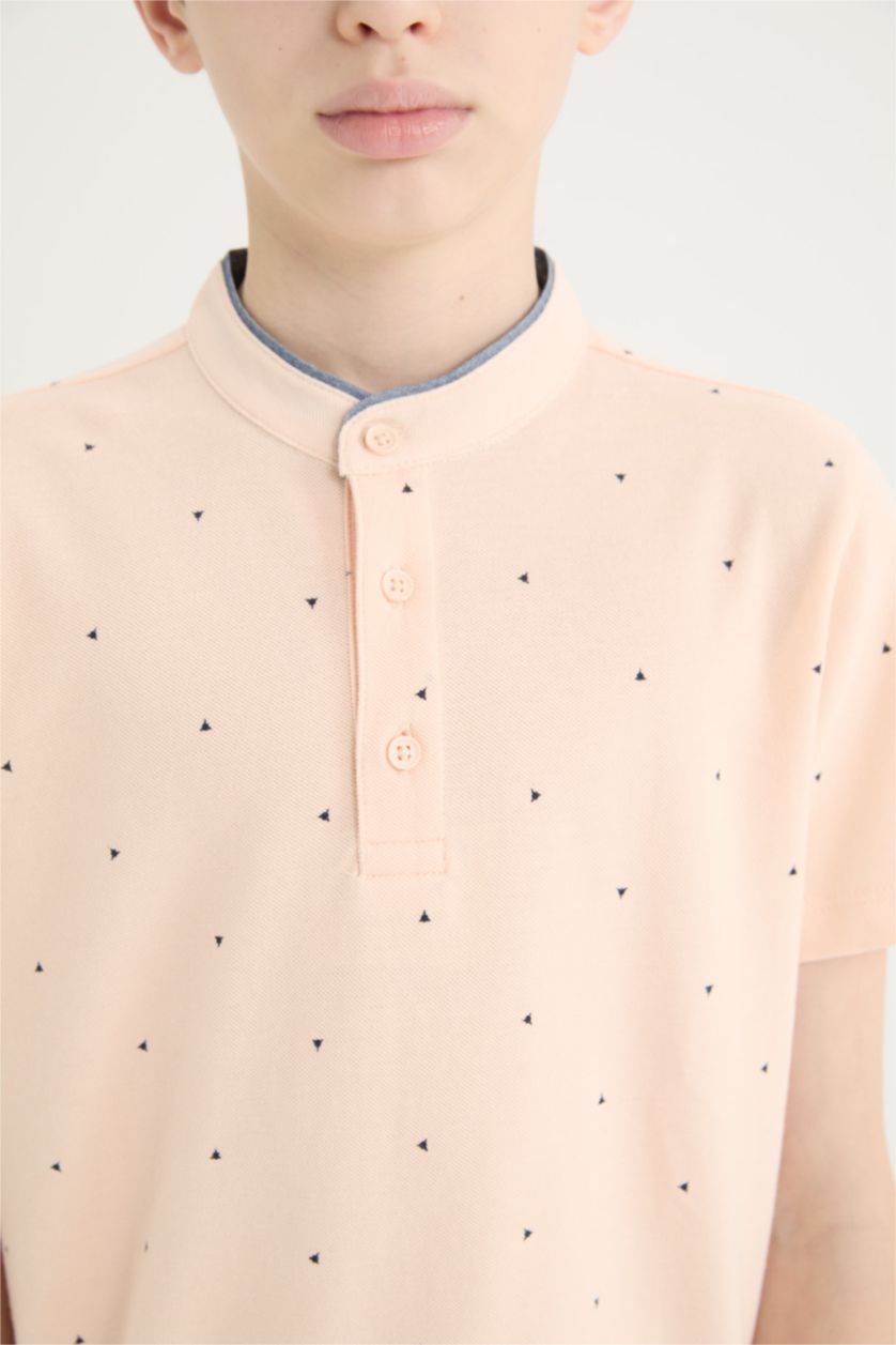 Erkek Çocuk - Genç Erkek Açık Pembe Hakim Yaka Pike Kısa Kollu Tişört Erkek Çocuk