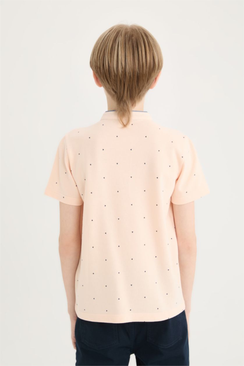 Erkek Çocuk - Genç Erkek Açık Pembe Hakim Yaka Pike Kısa Kollu Tişört Erkek Çocuk