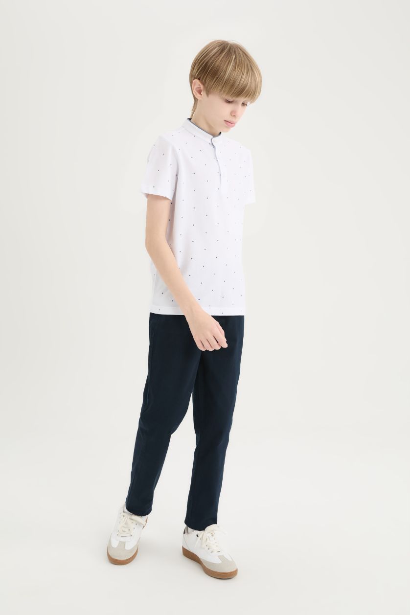 Erkek Çocuk - Genç Erkek Beyaz Hakim Yaka Pike Kısa Kollu Tişört Erkek Çocuk